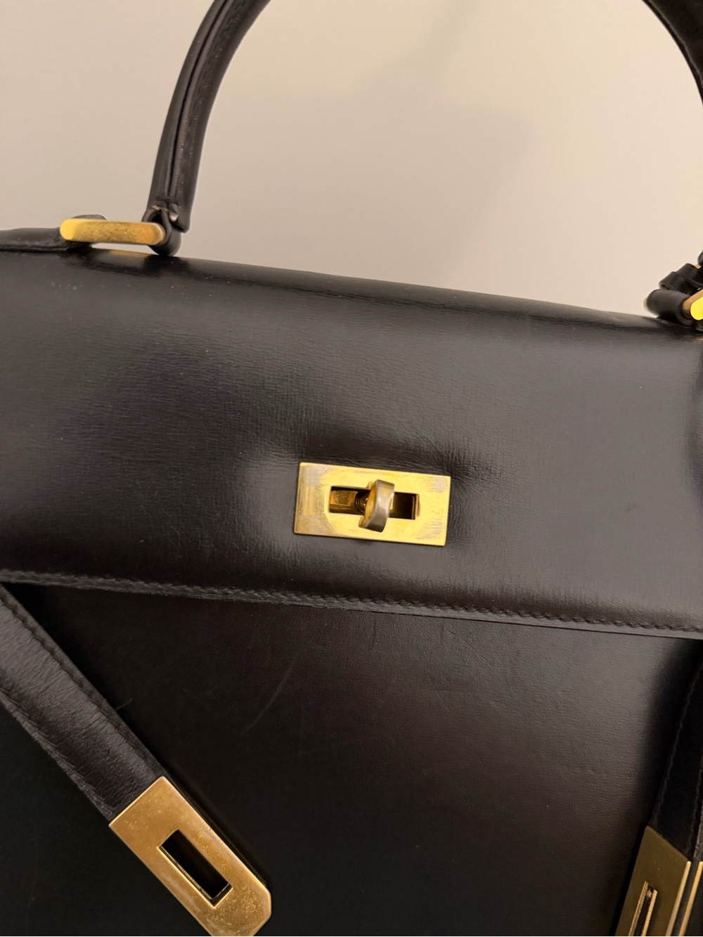 Vintage Bally Black Kelly bag Top-Handle Satchel with gold hardware - Picture 8 of 13